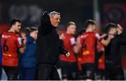 28 February 2022; Bohemians manager Keith Long celebrates after the SSE Airtricity League Premier Division match between Bohemians and St Patrick's Athletic at Dalymount Park in Dublin. Photo by Eóin Noonan/Sportsfile