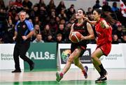 1 March 2022; Niamh Farrelly of Piper's Hill in action against Carla Morante of St Finian's during the Basketball Ireland U19C Girls Schools League Final match between Piper's Hill Naas, Kildare and St. Finians Swords, Dublin at the National Basketball Arena in Dublin. Photo by Brendan Moran/Sportsfile