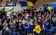 1 March 2022; St Louis supporters cheer on their side during the Basketball Ireland U19B Girls Schools League Final match between St. Louis Kiltimagh, Mayo and Gaelcholáiste Tralee, Kerry at National Basketball Arena in Dublin. Photo by Brendan Moran/Sportsfile