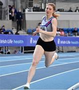26 February 2022; Molly Hourihan of Dundrum South Dublin AC, competing in the senior women's 400m during day one of the Irish Life Health National Senior Indoor Athletics Championships at the National Indoor Arena at the Sport Ireland Campus in Dublin. Photo by Sam Barnes/Sportsfile