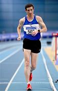 26 February 2022; Brendan Boyce of Finn Valley AC, Donegal, competing in the senior men's 5000m Walk during day one of the Irish Life Health National Senior Indoor Athletics Championships at the National Indoor Arena at the Sport Ireland Campus in Dublin. Photo by Sam Barnes/Sportsfile