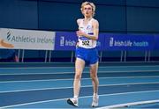 26 February 2022; Adam McInerney of Celbridge AC, Kildare, competing in the senior men's 5000m Walk during day one of the Irish Life Health National Senior Indoor Athletics Championships at the National Indoor Arena at the Sport Ireland Campus in Dublin. Photo by Sam Barnes/Sportsfile