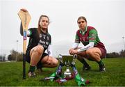 1 March 2022; Camogie players, Sara Murphy of Clanmaurice, Kerry, left, and Katie Mullan of Eoghan Rua, Derry, pictured ahead of one of #TheToughest showdowns of the year, which sees the two sides go head-to-head in the 2021 AIB Junior A Camogie Club All-Ireland Championship Final this Saturday, March 5th at 12.30pm at O’Raghallaighs GAA, Drogheda at 2.30pm. The 2021 AIB Junior B Camogie Club All-Ireland Championship Final will also take place at O’Raghallaighs GAA, Drogheda on Saturday as Derrylaughan of Tyrone face off against Wicklow’s Knockananna at 2.30pm. Croke Park will be host for a double header of action on Sunday, March 6th, as the 2021 AIB Senior and Intermediate Camogie Club All-Ireland Championship finals will be decided. Reigning Senior champions Oulart the Ballagh of Wexford face Galway’s Sarsfields in the senior decider at 4pm, while the intermediate final sees reigning champions, St Rynagh’s of Offaly battling it out against Salthill Knocknacarra of Galway at 2pm. The AIB Senior and Intermediate Camogie Club All-Ireland Championship Finals will be broadcast live from Croke Park by RTÉ, with coverage starting from 1.45pm on Sunday, March 6th, while the AIB Junior A and B Camogie Club All-Ireland Championship Finals will be streamed live from O’Raghallaighs GAA, Drogheda on Saturday, March 5th on the Official Camogie Association YouTube Channel. This year’s AIB Club Championships celebrate #TheToughest players in Gaelic Games - those who, despite adversity, don’t quit, who persevere no matter how tough it gets, because Tough Can’t Quit. Photo by David Fitzgerald/Sportsfile