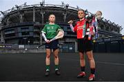 1 March 2022; Camogie players, Stacey Kehoe of Oulart the Ballagh, Wexford, right, and Laura Ward of Sarsfields, Galway, pictured ahead of one of #TheToughest showdowns of the year, which sees the two sides go head-to-head in the 2021/2022 AIB Senior Camogie Club All-Ireland Championship final this Sunday, March 6th at 4pm at Croke Park. This is one of two AIB Camogie Club Championship finals which will be decided this weekend at Croke Park, as Galway’s Salthill Knocknacarra face reigning Intermediate Camogie Club champions, St. Rynagh’s of Offaly, in the 2021/2022 AIB Intermediate Club All-Ireland Championship decider in the earlier game at 2pm. On Saturday, March 5th the Junior A and B finals take centre stage at O’Raghallaighs GAA, Drogheda. The AIB Junior A Camogie Club All-Ireland Championship final sees Eoghan Rua, Derry, take on Clanmaurice of Kerry at 12.30pm, while the Junior B decider sees Derrylaughan of Tyrone face off against Wicklow’s Knockananna at 2.30pm. The AIB Senior and Intermediate Camogie Club All-Ireland Championship Finals will be broadcast live from Croke Park by RTÉ, with coverage starting from 1.45pm on Sunday, March 6th, while the AIB Junior A and B Camogie Club All-Ireland Championship Finals will be streamed live from O’Raghallaighs GAA, Drogheda on Saturday, March 5th on the Official Camogie Association YouTube Channel. This year’s AIB Club Championships celebrate #TheToughest players in Gaelic Games - those who, despite adversity, don’t quit, who persevere no matter how tough it gets, because Tough Can’t Quit. Photo by Sam Barnes/Sportsfile