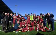 1 March 2022; The NUI Galway B team celebrate after the CUFL Men's Division Two Final match between NUI Galway B and TU Dublin City Campus at Athlone Town Stadium in Athlone, Westmeath. Photo by Ramsey Cardy/Sportsfile
