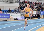 26 February 2022; Darragh McElhinney of UCD AC, Dublin, competing in the senior men's 3000m during day one of the Irish Life Health National Senior Indoor Athletics Championships at the National Indoor Arena at the Sport Ireland Campus in Dublin. Photo by Sam Barnes/Sportsfile