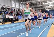 26 February 2022; Stephen Fay of Raheny Shamrock AC, Dublin, competing in the senior men's 3000m during day one of the Irish Life Health National Senior Indoor Athletics Championships at the National Indoor Arena at the Sport Ireland Campus in Dublin. Photo by Sam Barnes/Sportsfile