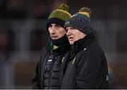26 February 2022; Donegal manager Declan Bonner and selector Paddy Campbell, left, during the Allianz Football League Division 1 match between Donegal and Tyrone at MacCumhaill Park in Ballybofey, Donegal. Photo by Stephen McCarthy/Sportsfile