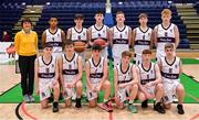 2 March 2022; The Skibbereen Community School team before the Basketball Ireland U16B Boys Schools League Final match between Skibbereen Community School, Cork, and Rathmore Grammar School, Belfast, at the National Basketball Arena in Dublin. Photo by Seb Daly/Sportsfile