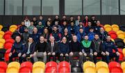2 March 2022; Leinster GAA began training over 30 new staff members who will shortly be taking up positions within Clubs right across the Province at the National Games Development Centre in Abbotstown, Dublin. This expansion, in conjunction with host Clubs, will see these Coaches join some 90+ Games Development Staff currently providing support and guidance across Leinster. It is built on the success of the East Leinster Project, which was established in 2017 with the placement of Games Promotion Officer’s in five Counties of Kildare, Louth, Meath, Wexford and Wicklow. The success of this porject saw a direct increase in activity in areas such as Go Games, Camps and Schools Coaching. In addition a dramtic rise in volunteerism within the club. Pictured at the Leinster GAA Games Development Expansion Launch are the new coaches with, front row, from left, Kildare games manager Noel Mooney, Carlow games manager Sean Gannon, Leinster games development manager James Devane, Leinster GAA chairman Pat Teehan, Leinster GAA PRO Pat Lynagh, Leinster games development manager Alan Mulhall, Offaly games manager Liam O'Reilly, Meath games manager Jamie Queeney and Westmeath games manager Darren Magee. Photo by Brendan Moran/Sportsfile