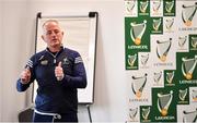 2 March 2022; Leinster GAA began training over 30 new staff members who will shortly be taking up positions within Clubs right across the Province at the National Games Development Centre in Abbotstown, Dublin. This expansion, in conjunction with host Clubs, will see these Coaches join some 90+ Games Development Staff currently providing support and guidance across Leinster. It is built on the success of the East Leinster Project, which was established in 2017 with the placement of Games Promotion Officer’s in five Counties of Kildare, Louth, Meath, Wexford and Wicklow. The success of this porject saw a direct increase in activity in areas such as Go Games, Camps and Schools Coaching. In addition a dramtic rise in volunteerism within the club. Speaking at the Leinster GAA Games Development Expansion Launch is Kildare games manager Noel Mooney. Photo by Brendan Moran/Sportsfile