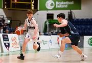 2 March 2022; Ruairi Collins of Skibbereen in action against Ethan Quinn of Rathmore during the Basketball Ireland U16B Boys Schools League Final match between Skibbereen Community School, Cork, and Rathmore Grammar School, Belfast, at the National Basketball Arena in Dublin. Photo by Seb Daly/Sportsfile