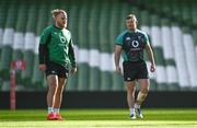 3 March 2022; Dave Kilcoyne, right, and Finlay Bealham during the Ireland open session at Aviva Stadium in Dublin. Photo by Harry Murphy/Sportsfile