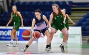 3 March 2022; Ava Walshe of Regina Mundi in action against Laoise Quinn of Calasanctius College during the Basketball Ireland U16A Girls Schools League Final match between Calasanctius College, Galway and Regina Mundi, Cork at the National Basketball Arena in Dublin. Photo by Ben McShane/Sportsfile