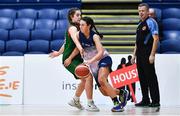 3 March 2022; Ashling Coakley of Regina Mundi in action against Kate Burke of Calasanctius College during the Basketball Ireland U16A Girls Schools League Final match between Calasanctius College, Galway and Regina Mundi, Cork at the National Basketball Arena in Dublin. Photo by Ben McShane/Sportsfile
