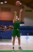 3 March 2022; Laoise Quinn of Calasanctius College scores the winning free throw with the last play of overtime during the Basketball Ireland U16A Girls Schools League Final match between Calasanctius College, Galway and Regina Mundi, Cork at the National Basketball Arena in Dublin. Photo by Ben McShane/Sportsfile