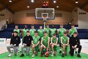 3 March 2022; The Calasanctius College team before the Basketball Ireland U16A Boys Schools League Final match between Calasanctius College, Galway and SPSL Rathmore, Kerry at the National Basketball Arena in Dublin. Photo by Ben McShane/Sportsfile