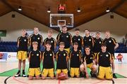3 March 2022; The SPSL Rathmore team before the Basketball Ireland U16A Boys Schools League Final match between Calasanctius College, Galway and SPSL Rathmore, Kerry at the National Basketball Arena in Dublin. Photo by Ben McShane/Sportsfile