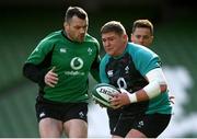 3 March 2022; Tadhg Furlong and Cian Healy during the Ireland open training session at the Aviva Stadium in Dublin. Photo by Harry Murphy/Sportsfile