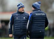 27 February 2022; Monaghan performance coach Liam Sheedy and manager Séamus McEnaney, right, before the Allianz Football League Division 1 match between Monaghan and Kerry at Inniskeen Grattans GAA Club in Monaghan. Photo by Stephen McCarthy/Sportsfile