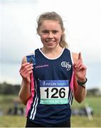 3 March 2022; Louise O'Mahony of Colaiste Muire Ennis after winning the intermediate girls 3000m during the Irish Life Health Munster Schools Cross Country Championships at Riverstick, Boulaling, Cork. Photo by David Fitzgerald/Sportsfile