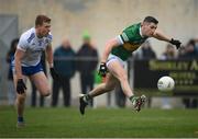 27 February 2022; Paul Geaney of Kerry in action against Kieran Duffy of Monaghan during the Allianz Football League Division 1 match between Monaghan and Kerry at Inniskeen Grattans GAA Club in Monaghan. Photo by Stephen McCarthy/Sportsfile