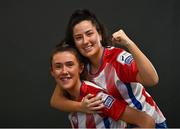 1 March 2022; Emma Costelloe, left, and Esra Kangal during a Treaty United squad portraits session at University of Limerick in Limerick. Photo by Sam Barnes/Sportsfile