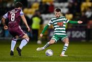 28 February 2022; Jack Byrne of Shamrock Rovers in action against Gary Deegan of Drogheda United during the SSE Airtricity League Premier Division match between Shamrock Rovers and Drogheda United at Tallaght Stadium in Dublin. Photo by Piaras Ó Mídheach/Sportsfile