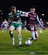 28 February 2022; Sean Hoare of Shamrock Rovers in action against Evan Weir of Drogheda United during the SSE Airtricity League Premier Division match between Shamrock Rovers and Drogheda United at Tallaght Stadium in Dublin. Photo by Piaras Ó Mídheach/Sportsfile