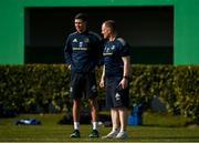 4 March 2022; Athletic Performance Intern Michael O'Driscoll and senior communications & media manager Marcus Ó Buachalla during a Leinster Rugby captain's run at Stadio di Monigo in Treviso, Italy. Photo by Harry Murphy/Sportsfile