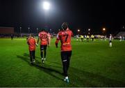 28 February 2022; Bohemians players including Stephen Mallon make their way out to the pitch before the SSE Airtricity League Premier Division match between Bohemians and St Patrick's Athletic at Dalymount Park in Dublin. Photo by Eóin Noonan/Sportsfile