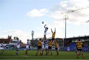 4 March 2022; A general view of a lineout during the Bank of Ireland Leinster Rugby Schools Junior Cup 1st Round match between Temple Carrig, Wicklow and Clongowes Wood College, Kildare at Energia Park in Dublin. Photo by Daire Brennan/Sportsfile