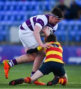 4 March 2022; Luke Murtagh of Clongowes Wood College is tackled by Dylan Burke of Temple Carrig during the Bank of Ireland Leinster Rugby Schools Junior Cup 1st Round match between Temple Carrig, Wicklow and Clongowes Wood College, Kildare at Energia Park in Dublin. Photo by Daire Brennan/Sportsfile