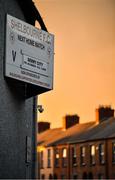 4 March 2022; A general view of a sign outside the ground before the SSE Airtricity League Premier Division match between Shelbourne and Derry City at Tolka Park in Dublin. Photo by Eóin Noonan/Sportsfile