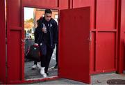 4 March 2022; Jordan McEneff of Shelbourne arrives to Tolka Park before SSE Airtricity League Premier Division match between Shelbourne and Derry City at Tolka Park in Dublin. Photo by Eóin Noonan/Sportsfile