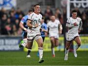 4 March 2022; James Hume of Ulster on his way to scoring his side's second try during the United Rugby Championship match between Ulster and Cardiff at Kingspan Stadium in Belfast. Photo by Piaras Ó Mídheach/Sportsfile