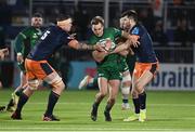 4 March 2022; John Porch of Connacht is tackled by Glen Young, left, and Blair Kinghorn of Edinburgh during the United Rugby Championship match between Edinburgh and Connacht at Dam Health Stadium in Edinburgh, Scotland. Photo by Paul Devlin/Sportsfile