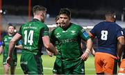 4 March 2022; Peter Sullivan of Connacht, left, celebrates with teammate with Dave Heffernan after scoring his side's first try during the United Rugby Championship match between Edinburgh and Connacht at Dam Health Stadium in Edinburgh, Scotland. Photo by Paul Devlin/Sportsfile