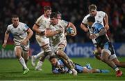 4 March 2022; Nick Timoney of Ulster on his way to scoring his side's fourth try during the United Rugby Championship match between Ulster and Cardiff at Kingspan Stadium in Belfast. Photo by Ramsey Cardy/Sportsfile