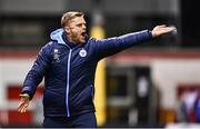 4 March 2022; Shelbourne manager Damien Duff reacts during the SSE Airtricity League Premier Division match between Shelbourne and Derry City at Tolka Park in Dublin. Photo by Eóin Noonan/Sportsfile