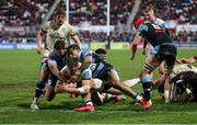 4 March 2022; Stuart McCloskey of Ulster scores his side's third try during the United Rugby Championship match between Ulster and Cardiff at Kingspan Stadium in Belfast. Photo by John Dickson/Sportsfile