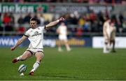4 March 2022; John Cooney of Ulster kicks a conversion during the United Rugby Championship match between Ulster and Cardiff at Kingspan Stadium in Belfast. Photo by John Dickson/Sportsfile