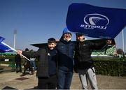 5 March 2022; Leinster supporters, from left, Nathan, Michael and Jamie Shanley before the United Rugby Championship match between Benetton and Leinster at Stadio di Monigo in Treviso, Italy. Photo by Harry Murphy/Sportsfile