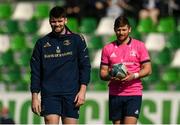 5 March 2022; Harry Byrne and Ross Byrne of Leinster before the United Rugby Championship match between Benetton and Leinster at Stadio di Monigo in Treviso, Italy. Photo by Harry Murphy/Sportsfile