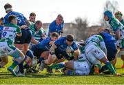 5 March 2022; Seán Cronin of Leinster dives over to score his side's second try during the United Rugby Championship match between Benetton and Leinster at Stadio di Monigo in Treviso, Italy. Photo by Harry Murphy/Sportsfile