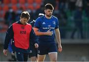 5 March 2022; Harry Byrne of Leinster returns to the changing room after leaving the field with an injury during the United Rugby Championship match between Benetton and Leinster at Stadio di Monigo in Treviso, Italy. Photo by Harry Murphy/Sportsfile