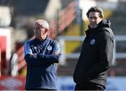 5 March 2022; Shelbourne manager Noel King, left, and Bohemians manager Sean Byrne before the SSE Airtricity Women's National League match between Shelbourne and Bohemians at Tolka Park in Dublin. Photo by Sam Barnes/Sportsfile