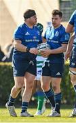5 March 2022; Seán Cronin of Leinster celebrates after scoring his side's fifth try with teammate Luke McGrath during the United Rugby Championship match between Benetton and Leinster at Stadio di Monigo in Treviso, Italy. Photo by Harry Murphy/Sportsfile