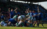5 March 2022; Leinster players celebrate as James Tracy of Leinster scores his side's sixth try during the United Rugby Championship match between Benetton and Leinster at Stadio di Monigo in Treviso, Italy. Photo by Harry Murphy/Sportsfile