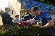 5 March 2022; Peter Dooley of Leinster signs autographs after the United Rugby Championship match between Benetton and Leinster at Stadio di Monigo in Treviso, Italy. Photo by Harry Murphy/Sportsfile